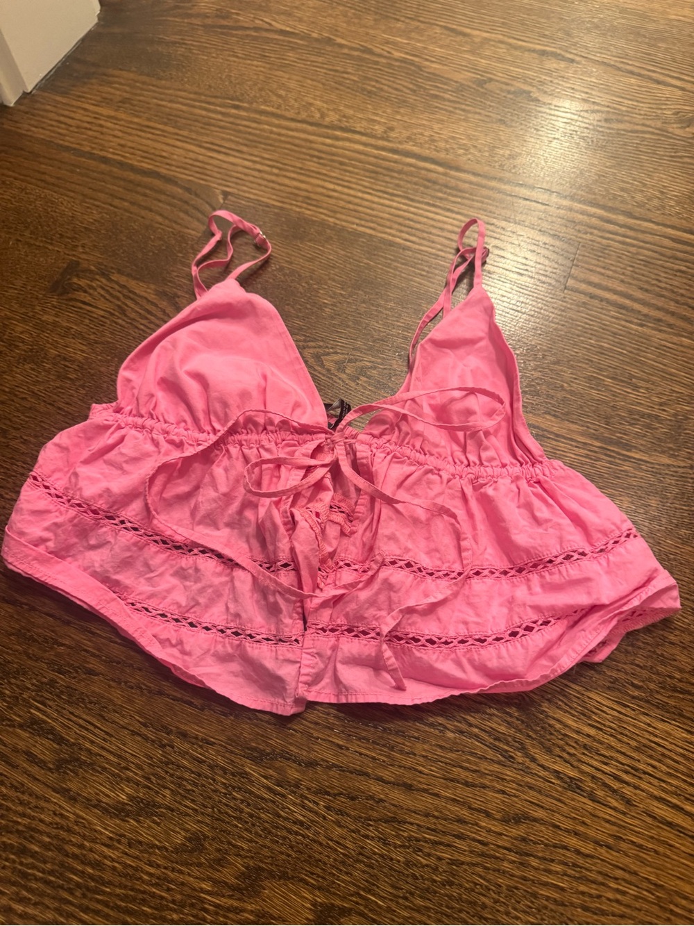 Zara Pink Ruffle Tie-Front Crop Bralette